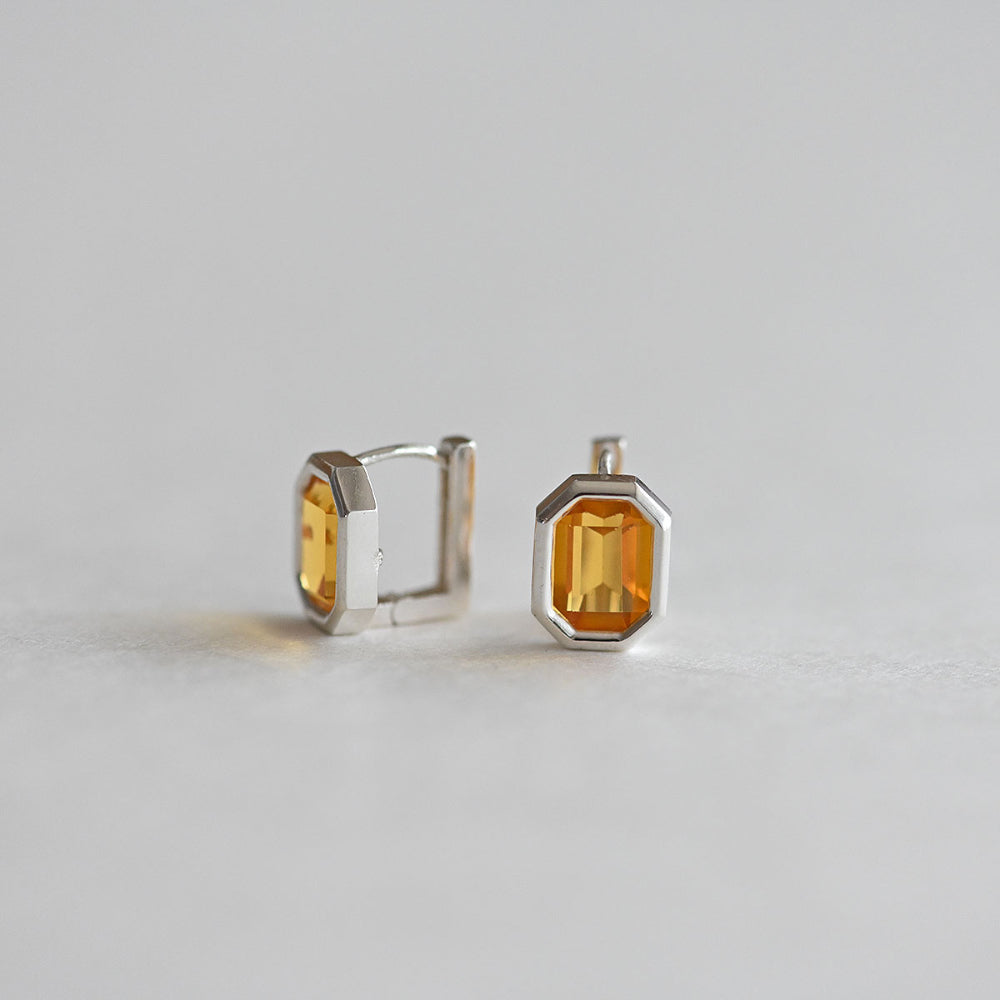 925 Silver Square Bezel-Topaz One Touch Earrings_KWAJE364