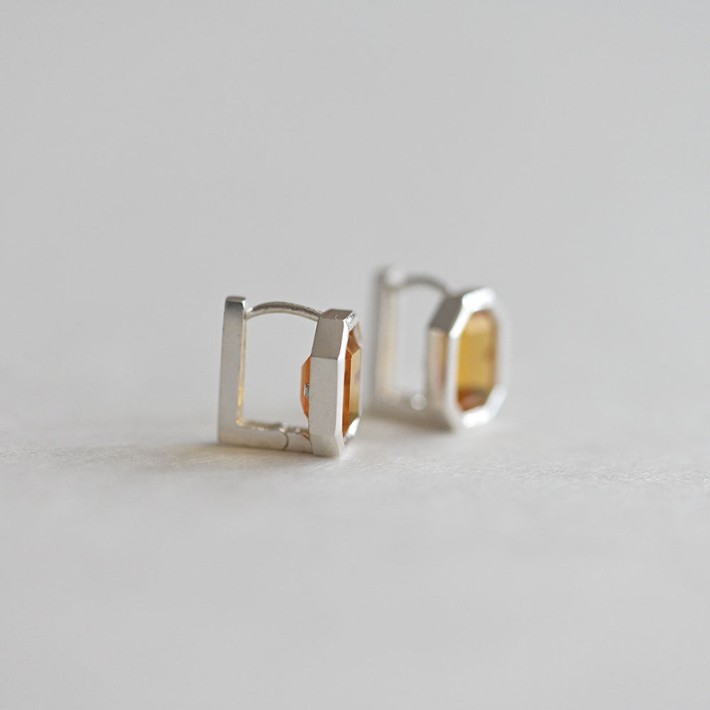 925 Silver Square Bezel-Topaz One Touch Earrings_KWAJE364