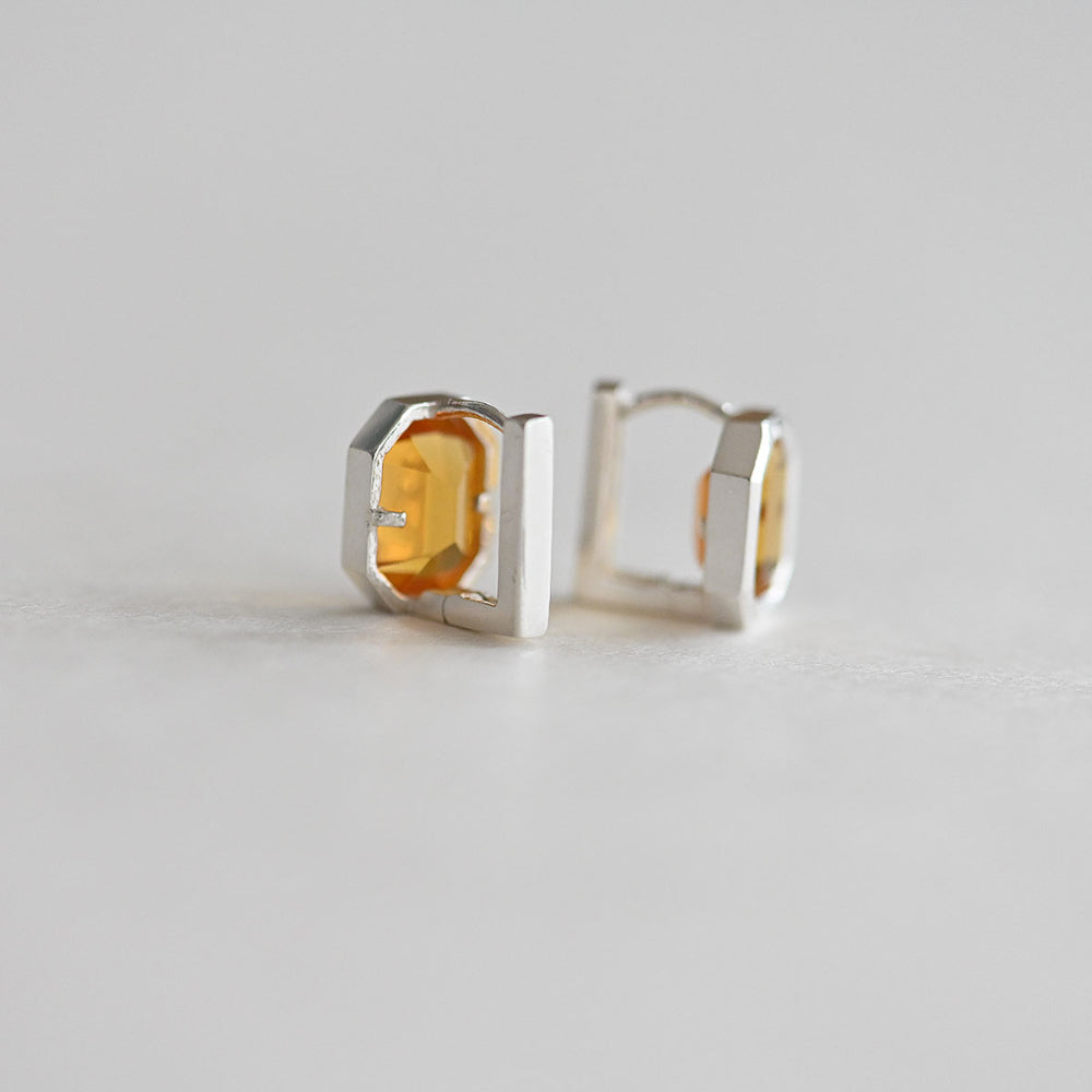 925 Silver Square Bezel-Topaz One Touch Earrings_KWAJE364