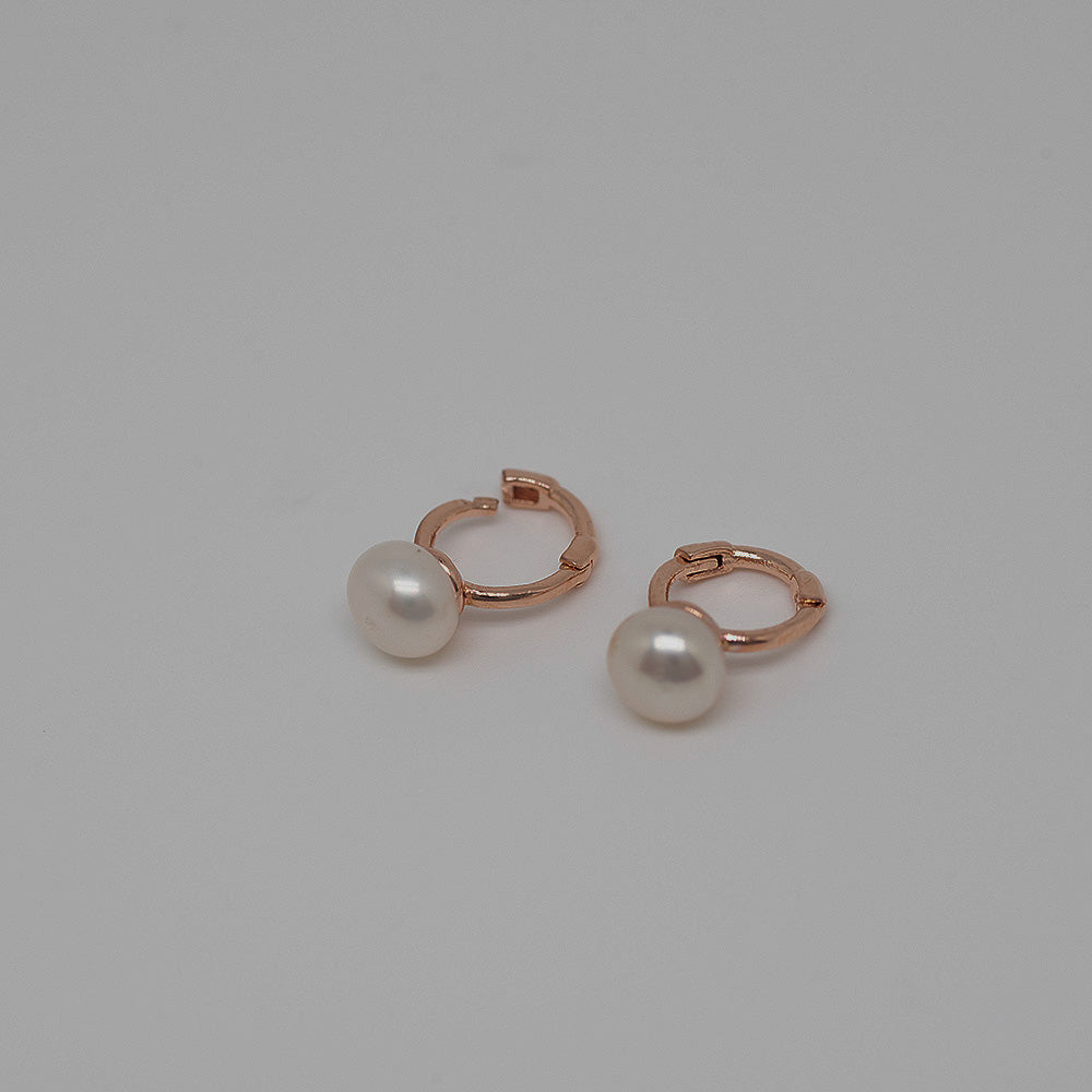 925 silver freshwater pearl mini one-touch earrings_KWAJE234