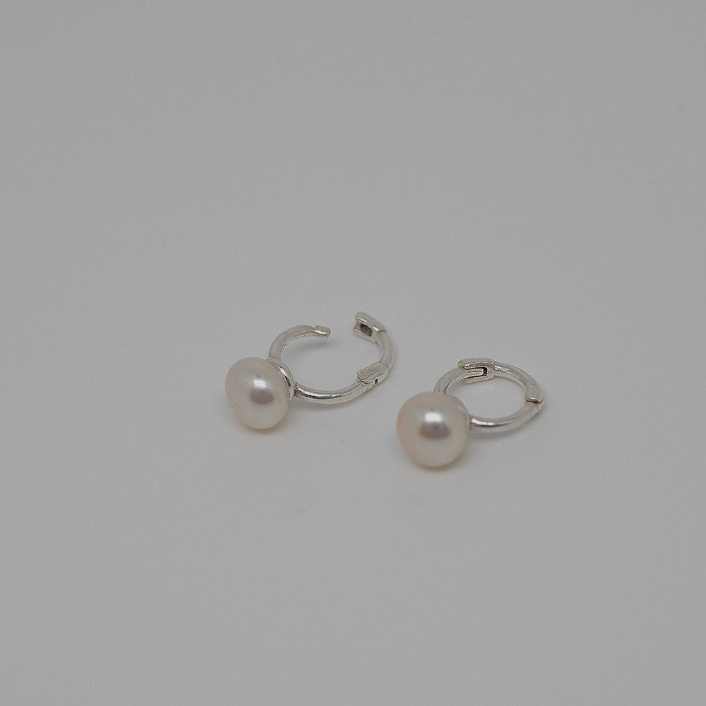 925 silver freshwater pearl mini one-touch earrings_KWAJE234