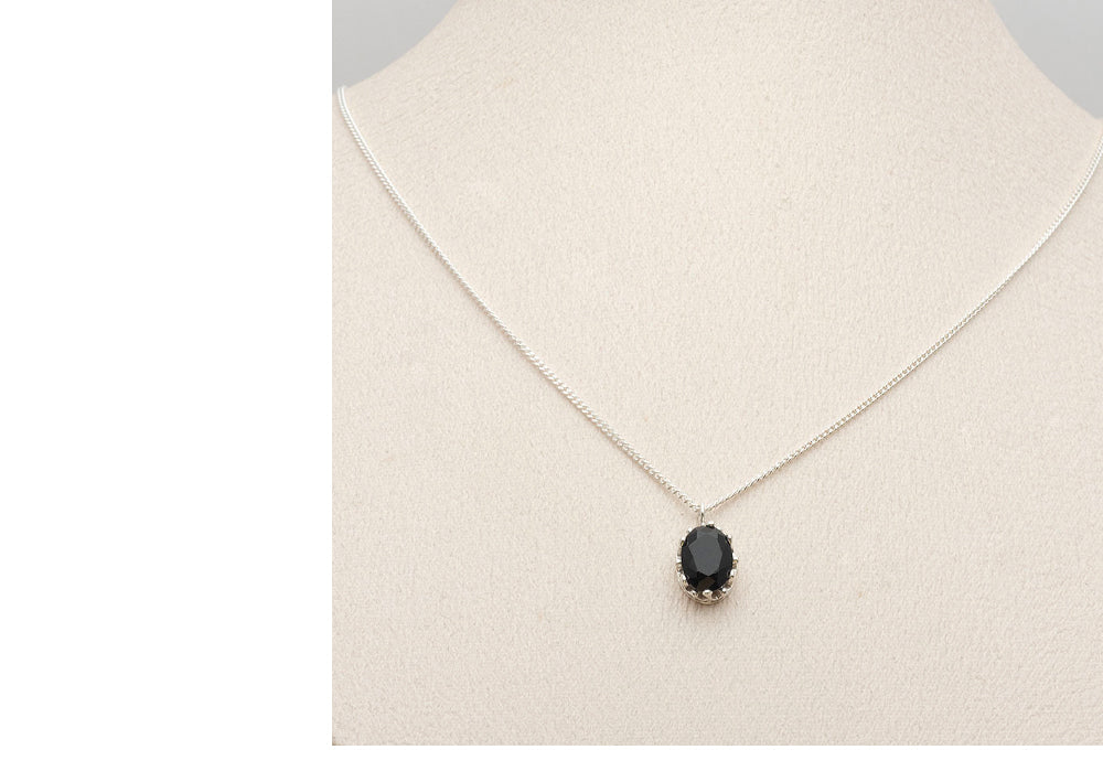 925 Silver Black Pendant Necklace_KWAJE203