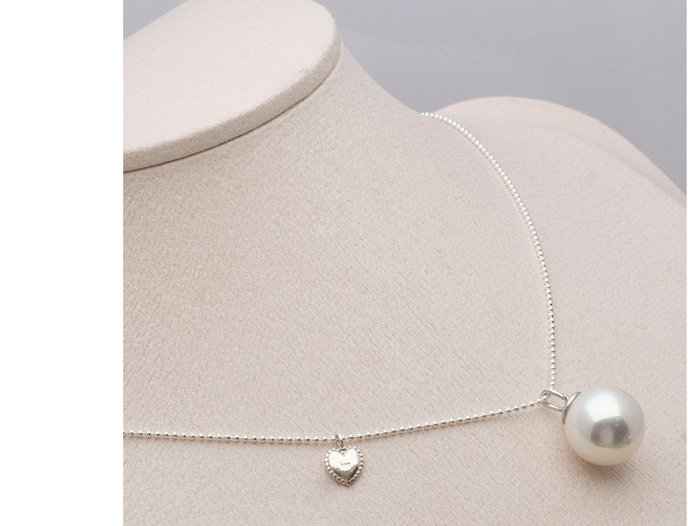 925 Silver Heart Pearl Necklace_KWAJE431