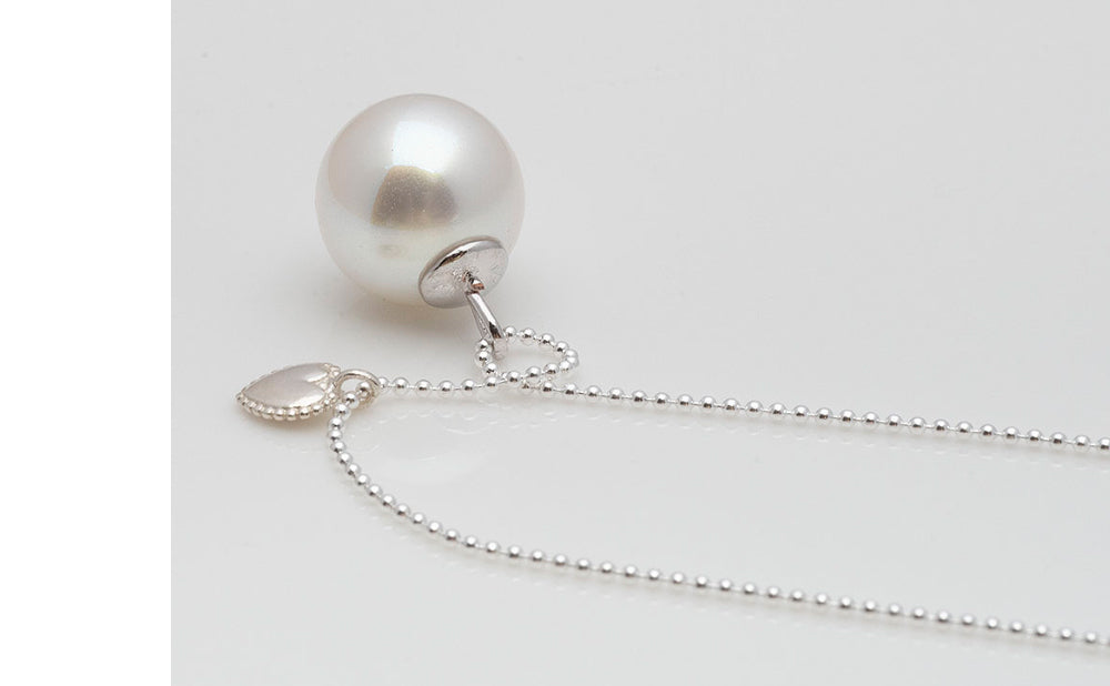 925 Silver Heart Pearl Necklace_KWAJE431