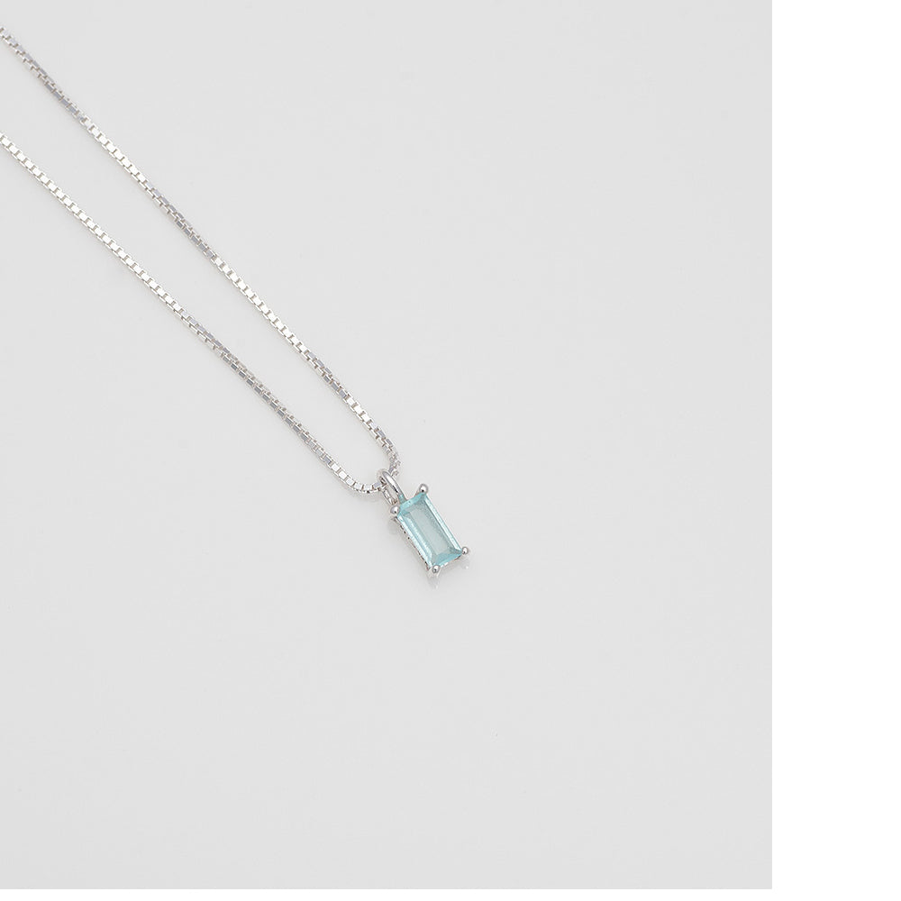 925 Silver Blue Chalcedony Baguette Necklace_KWAJE205