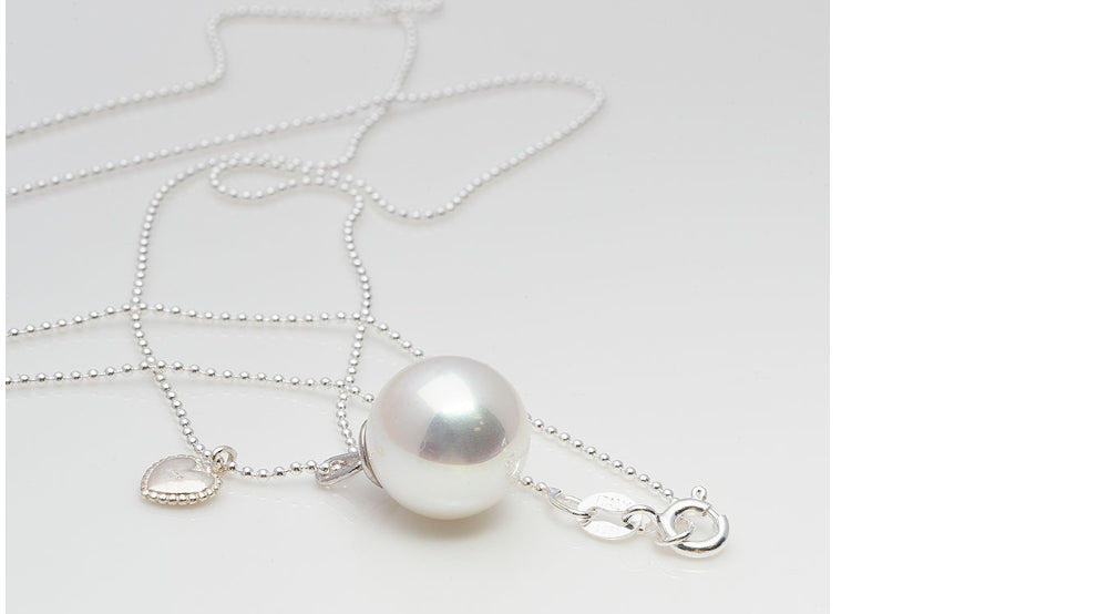 925 Silver Heart Pearl Necklace_KWAJE431