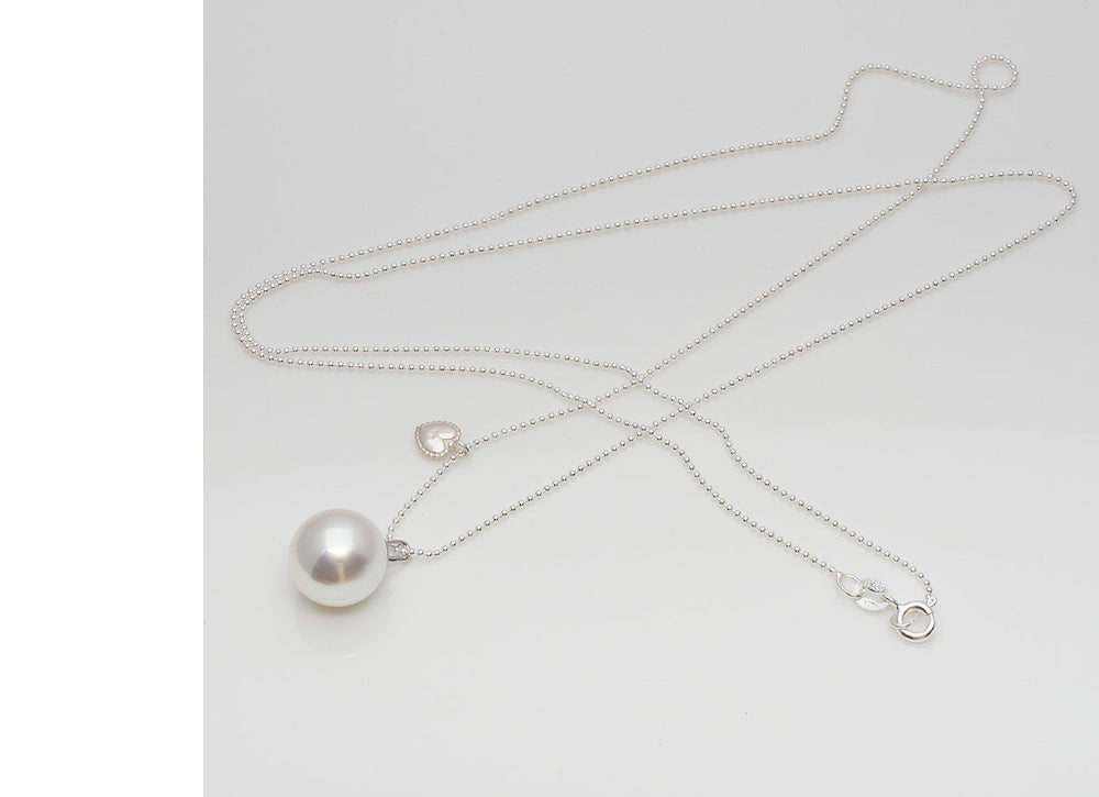 925 Silver Heart Pearl Necklace_KWAJE431