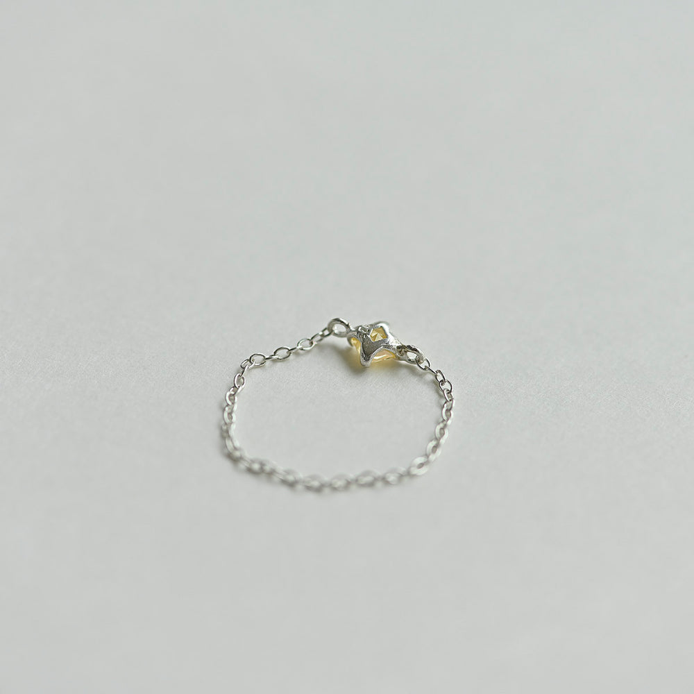 925 silver square yellow chain ring_KWAJE061