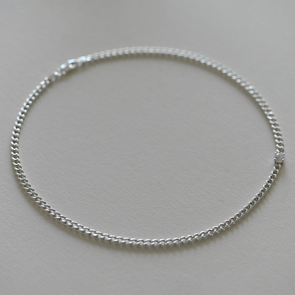 925 Silver Curve Hollow Chain Cubic Necklace_KWAJE399