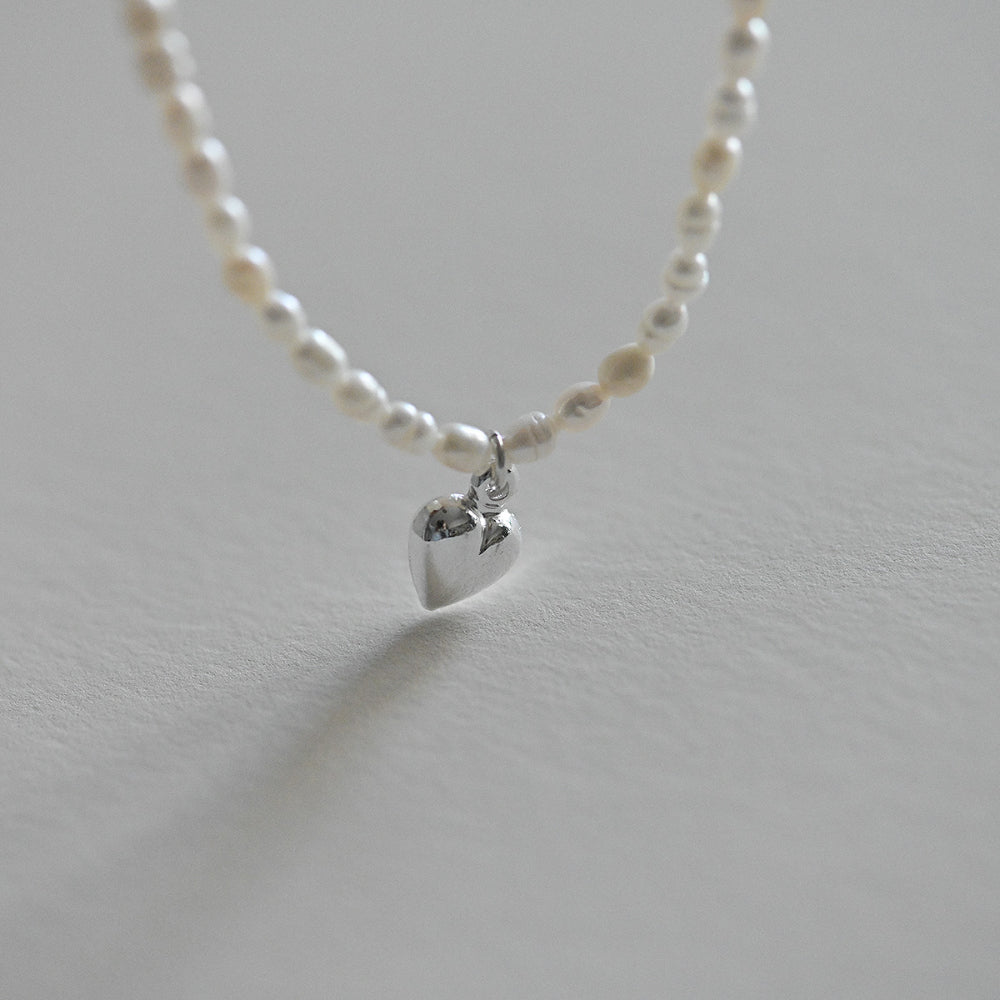 925 Silver Heart 1 Freshwater Pearl Necklace_KWAJE420