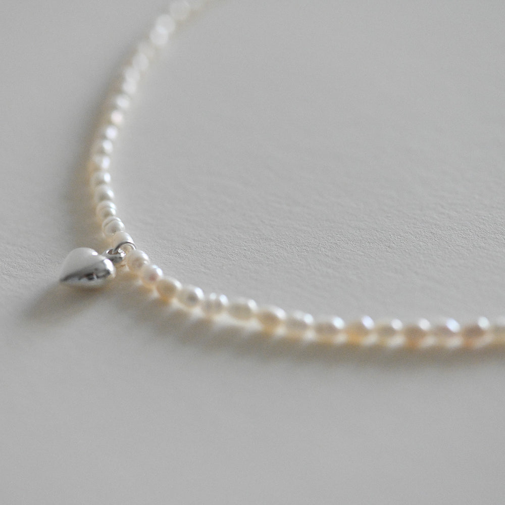 925 Silver Heart 1 Freshwater Pearl Necklace_KWAJE420