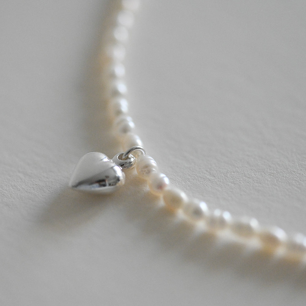 925 Silver Heart 1 Freshwater Pearl Necklace_KWAJE420