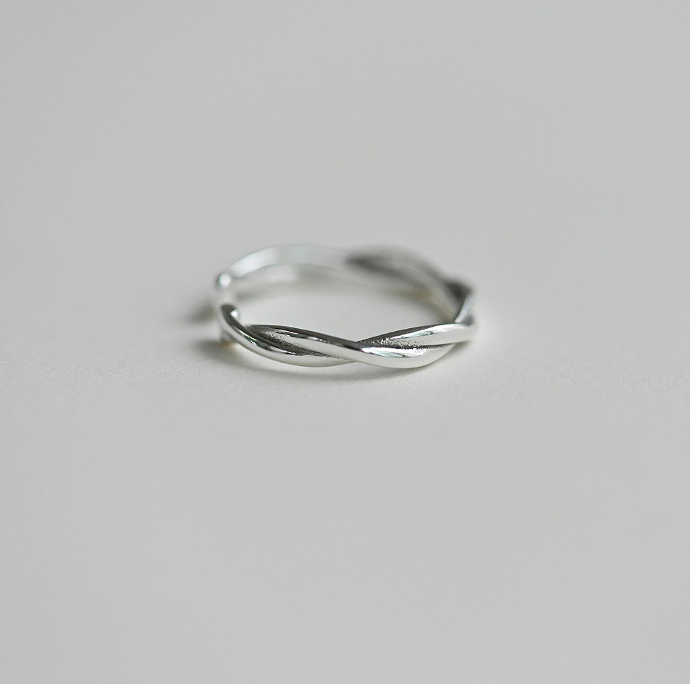 925 silver flat twist open ring (large)_KWAJE026