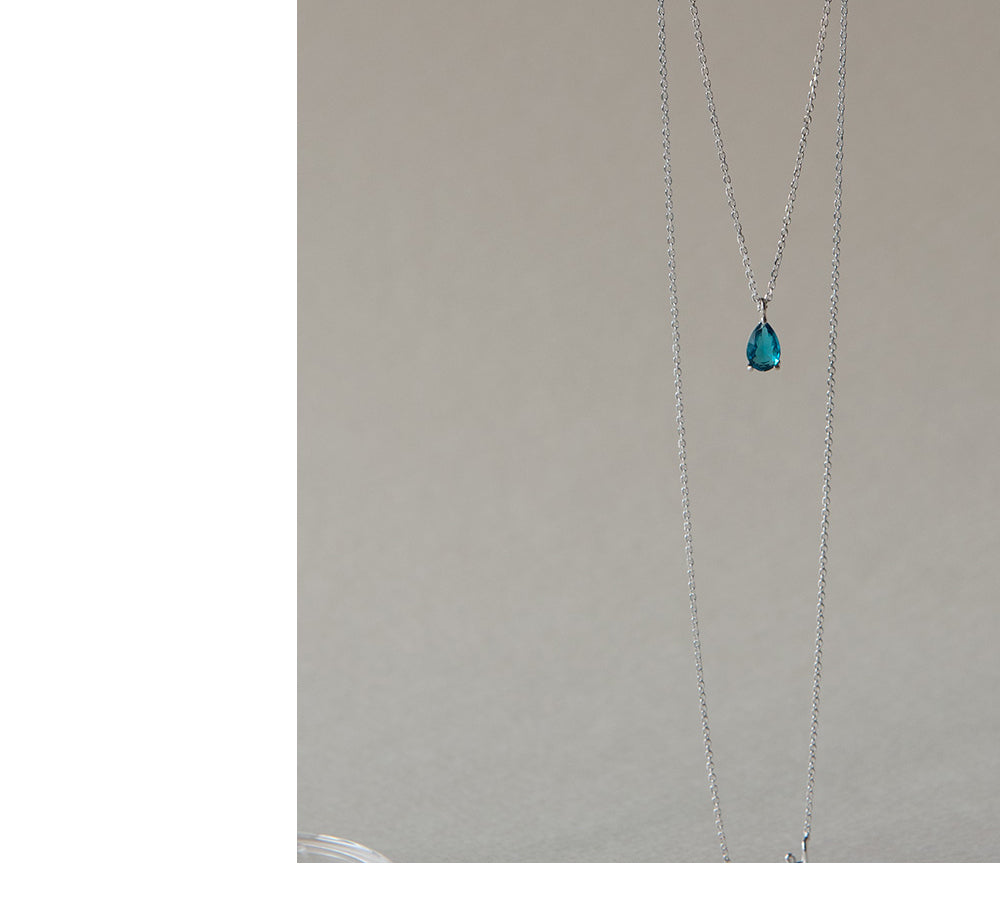 925 Silver Blue Water Drop Necklace_KWAJE207