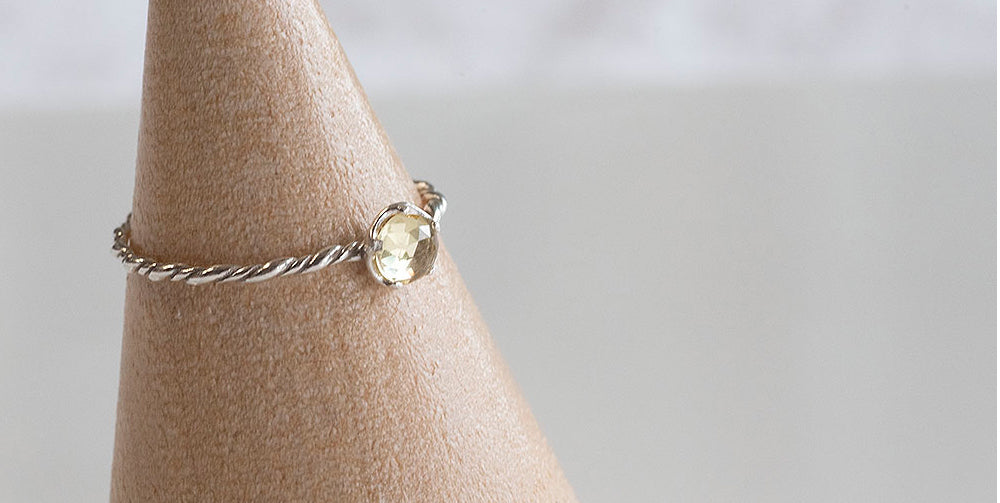 925 Silver Citrine Gemstone Twist Ring No. 13_KWAJE104