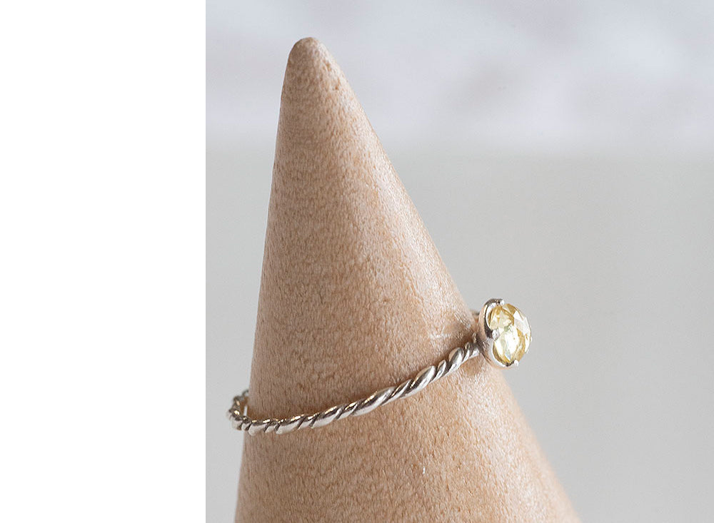 925 Silver Citrine Gemstone Twist Ring No. 13_KWAJE104