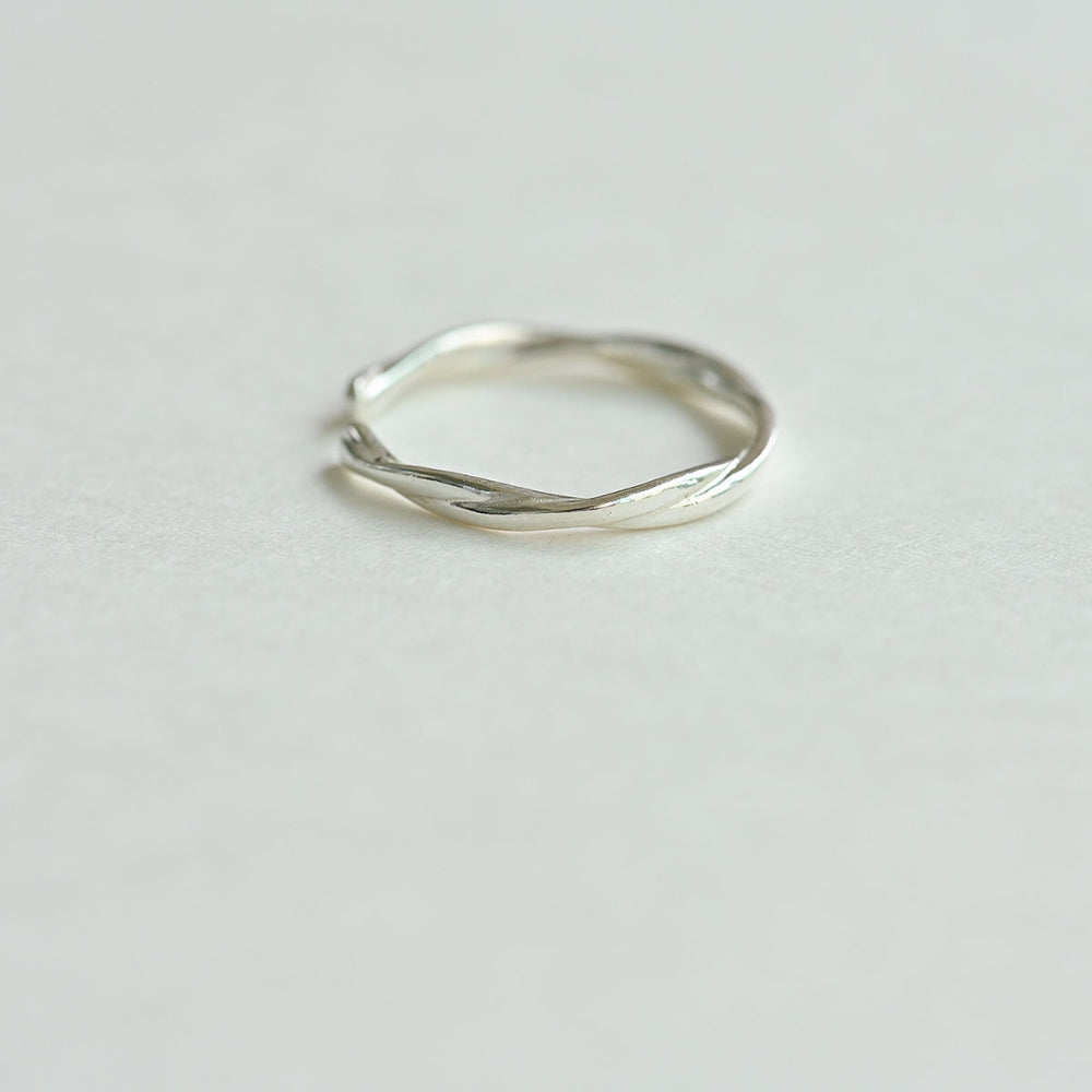 925 silver thin twist open ring (small)_KWAJE065