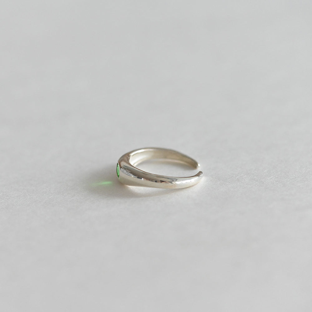 925 Silver Green Oval Open Ring_KWAJE032