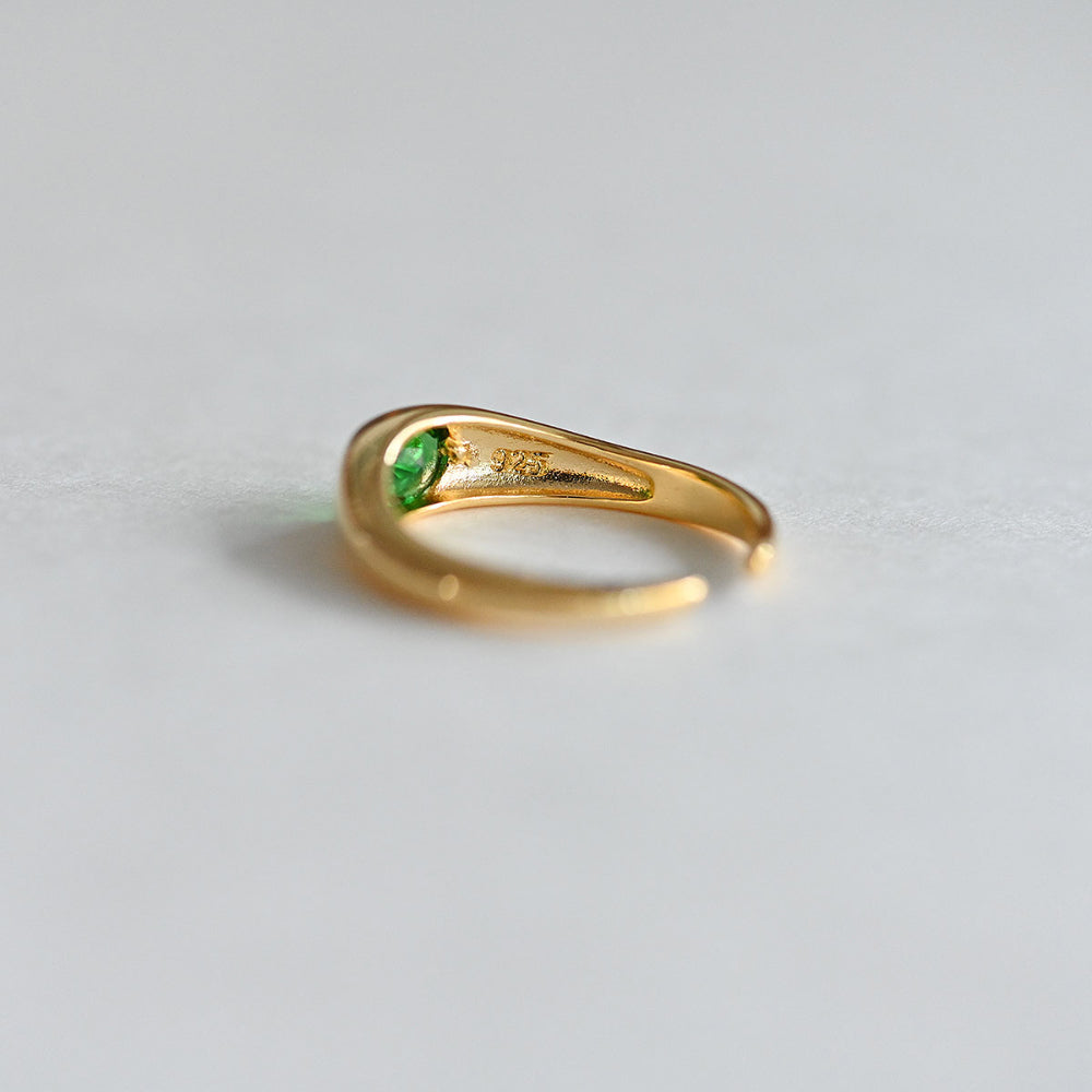 925 Silver Green Oval Open Ring_KWAJE032