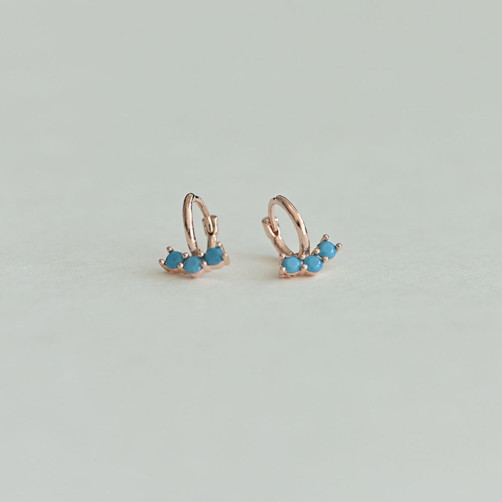 925 Silver Three Turquoise One Touch Earrings_KWAJE371