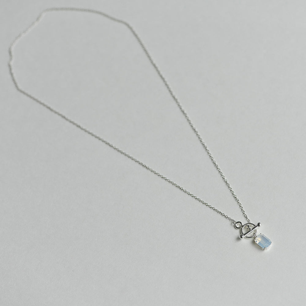 925 Silver White Square Toggle Bar Necklace_KWAJE628