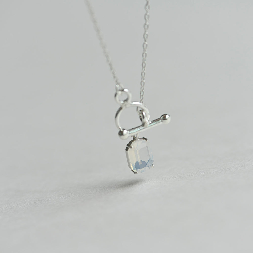 925 Silver White Square Toggle Bar Necklace_KWAJE628