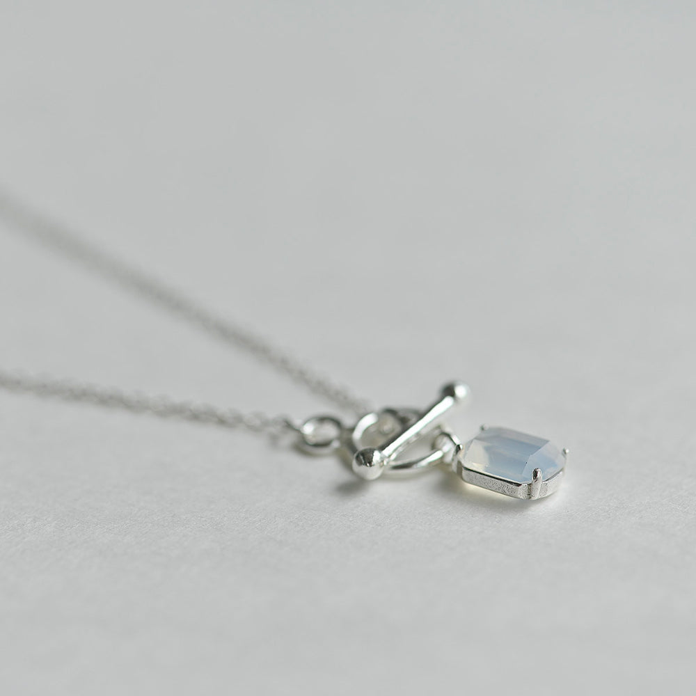 925 Silver White Square Toggle Bar Necklace_KWAJE628