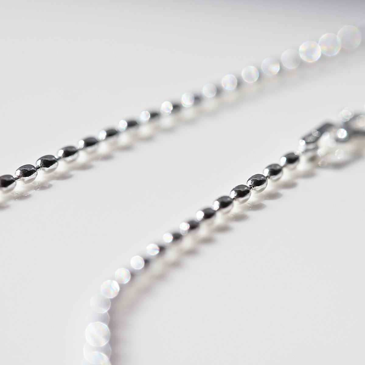 925 silver oval ball chain necklace 40cm_KWAJE466