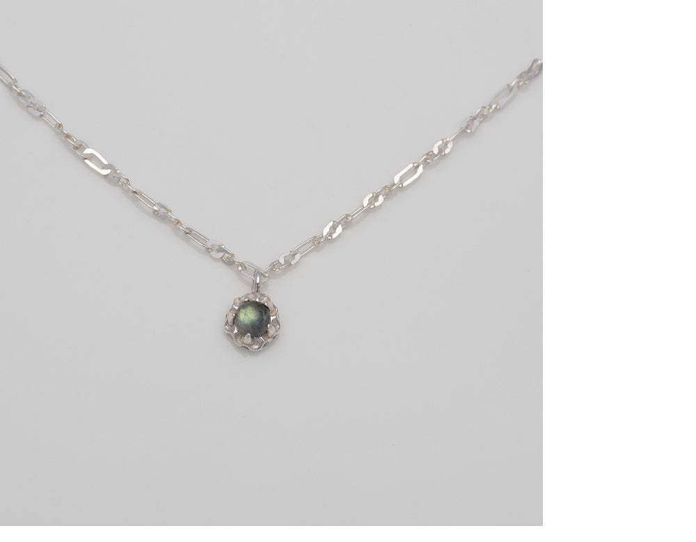 925 silver natural gemstone labradorite necklace_KWAJE453