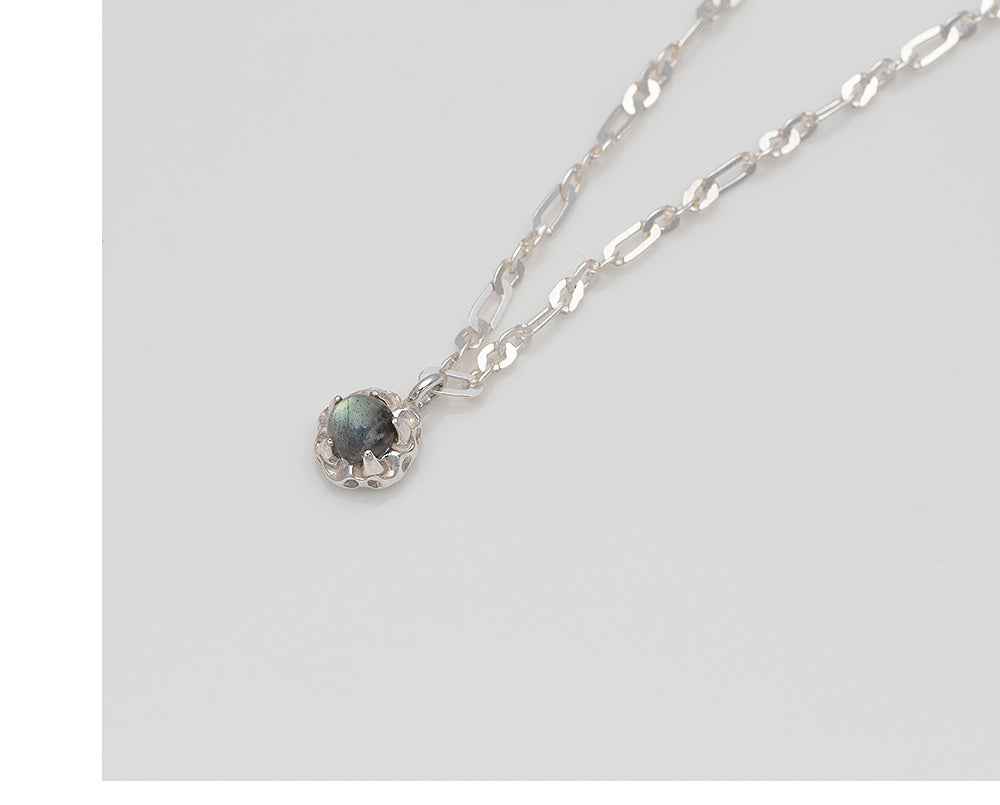 925 silver natural gemstone labradorite necklace_KWAJE453