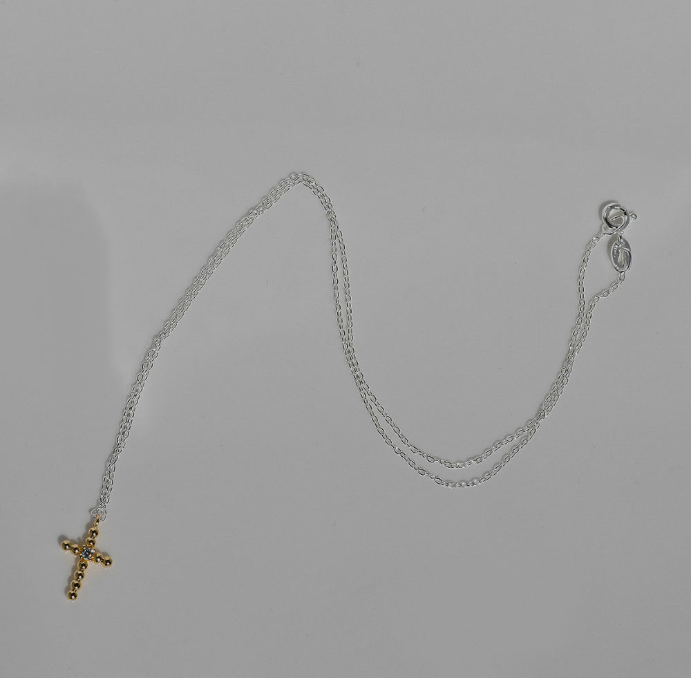 925 silver ball cross necklace_KWAJE120