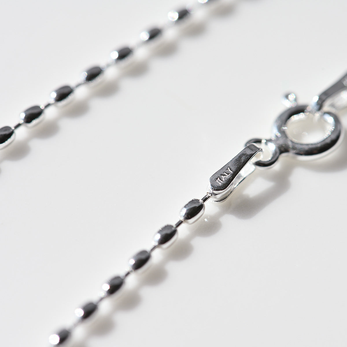 925 silver oval ball chain necklace 40cm_KWAJE466