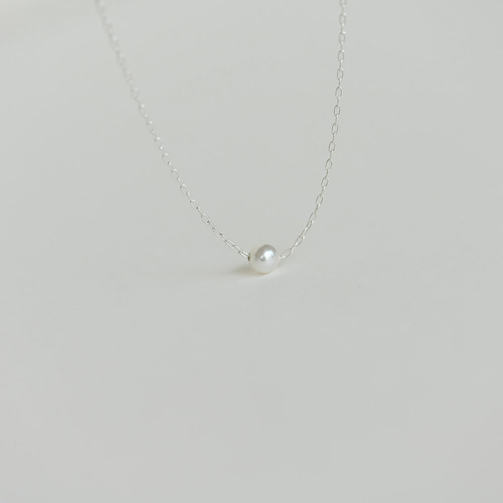 925 silver swollen pearl pendant necklace_KWAJE607