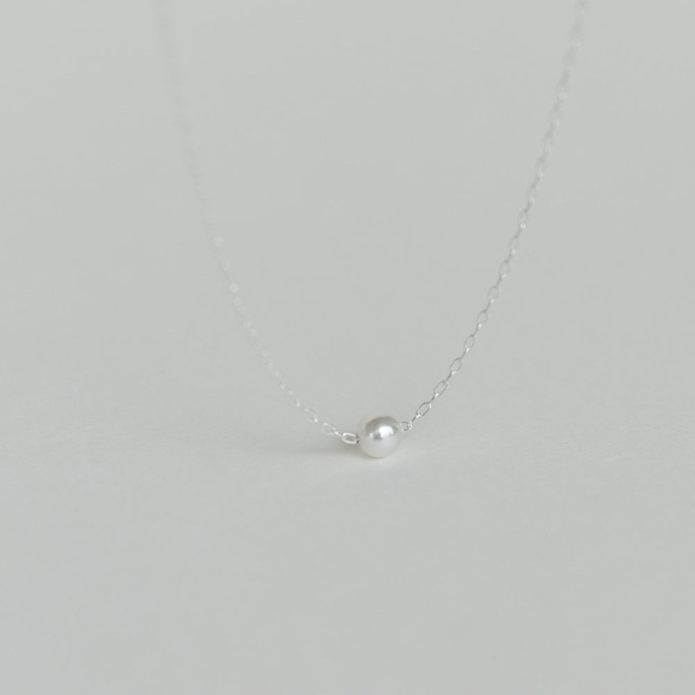 925 silver swollen pearl pendant necklace_KWAJE607