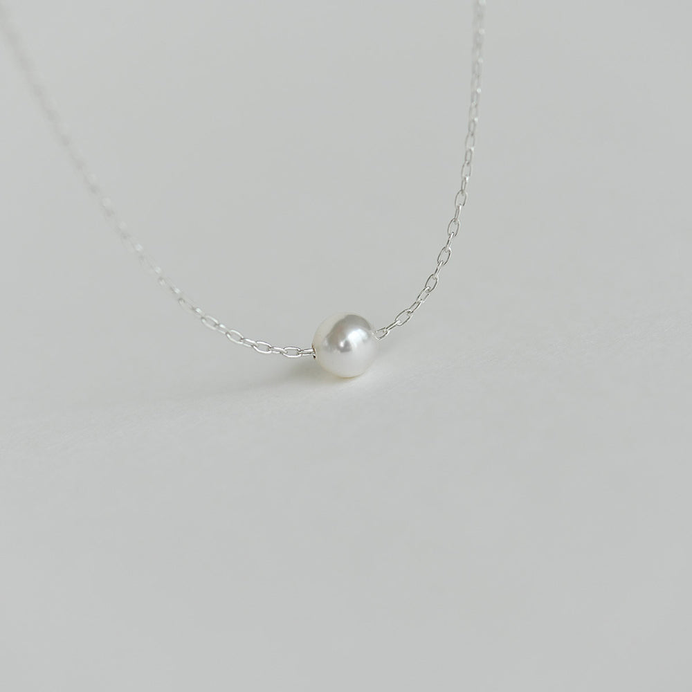 925 silver swollen pearl pendant necklace_KWAJE607