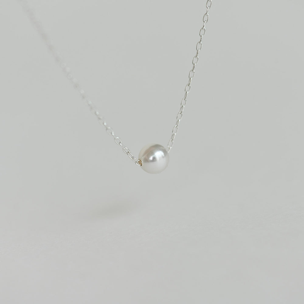 925 silver swollen pearl pendant necklace_KWAJE607