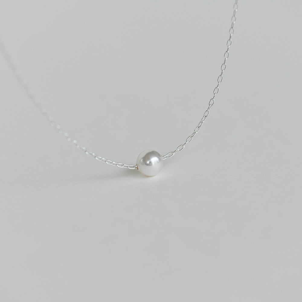 925 silver swollen pearl pendant necklace_KWAJE607