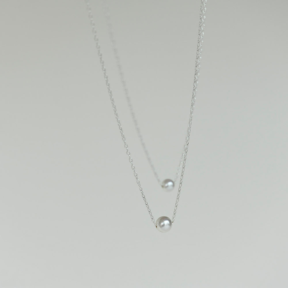 925 silver swollen pearl pendant necklace_KWAJE607