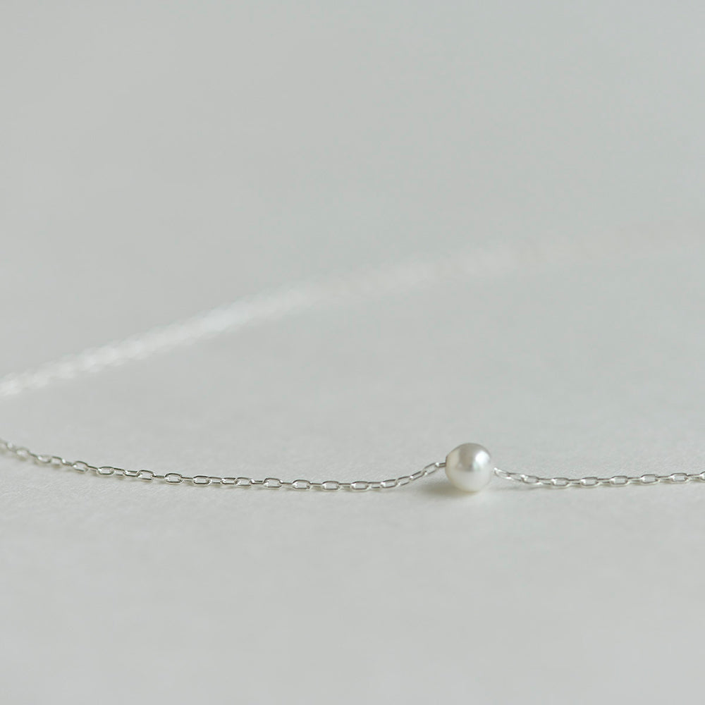 925 silver swollen pearl pendant necklace_KWAJE607