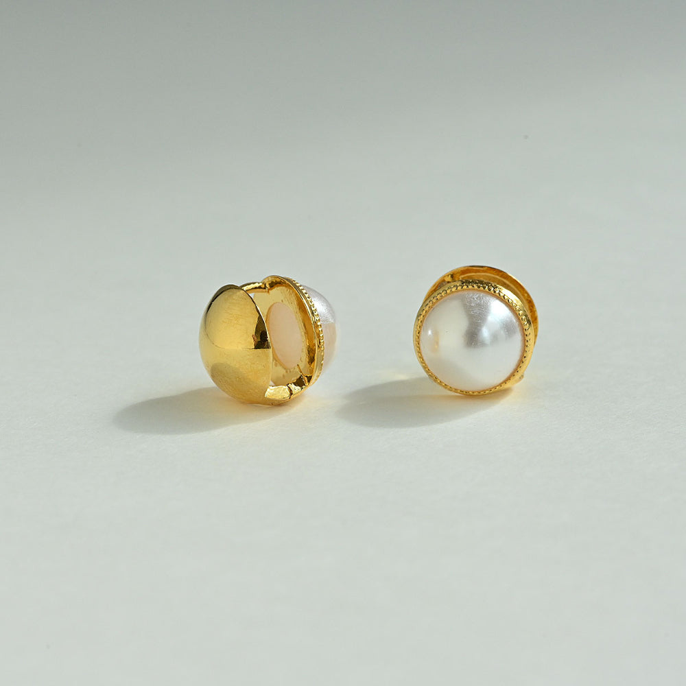 925 silver half-pearl one-touch earrings_KWAJE239