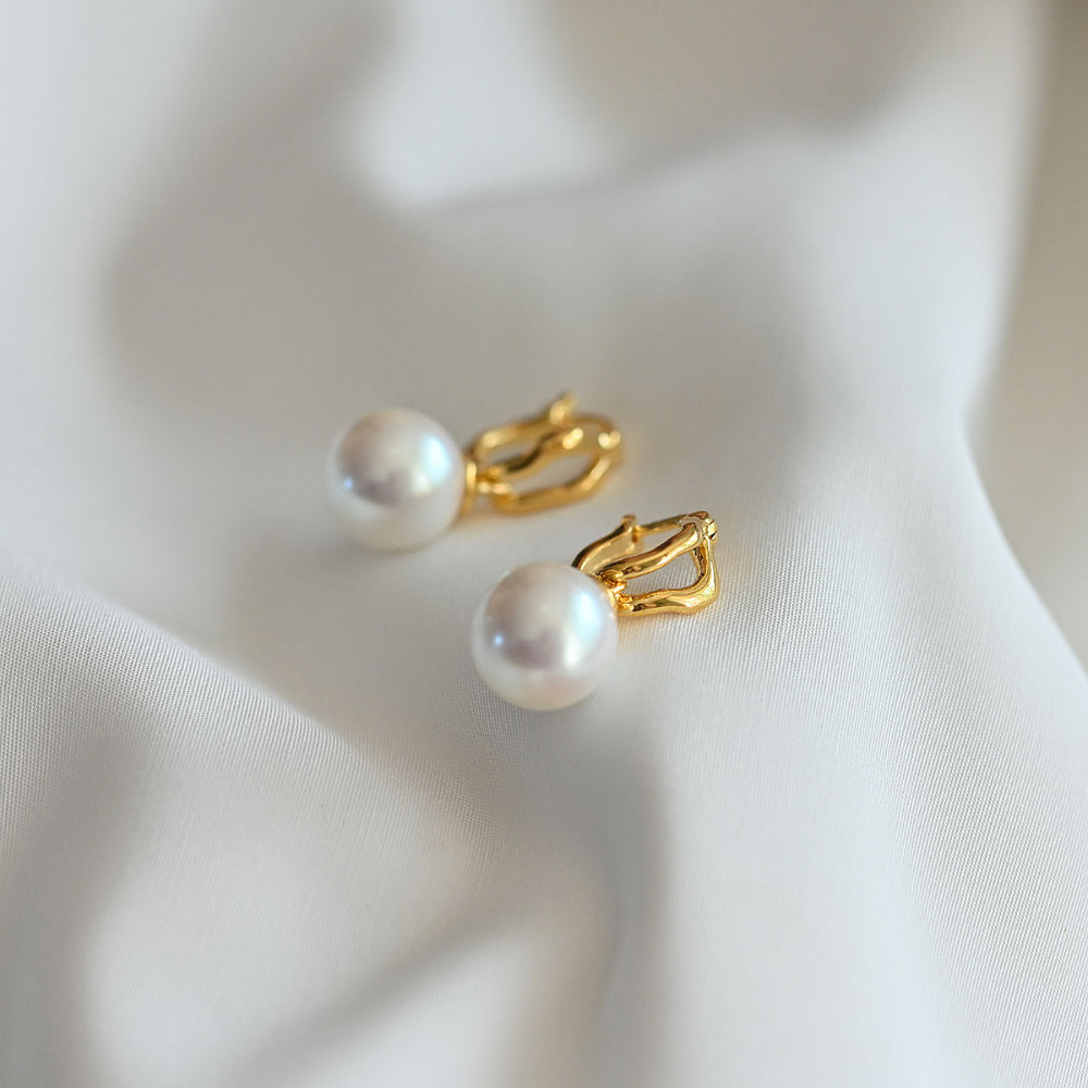 925 silver pearl rattle one touch earrings_KWAJE347