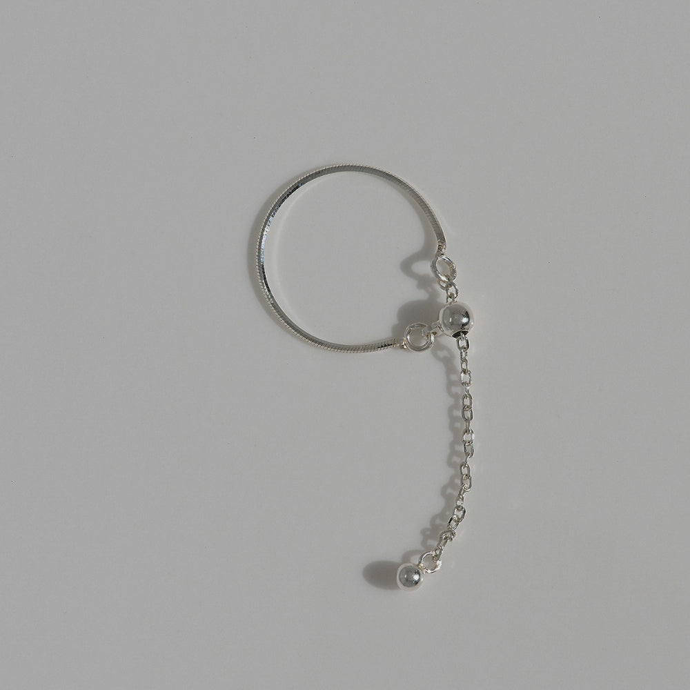 925 silver snake chain ball slide ring_KWAJE058