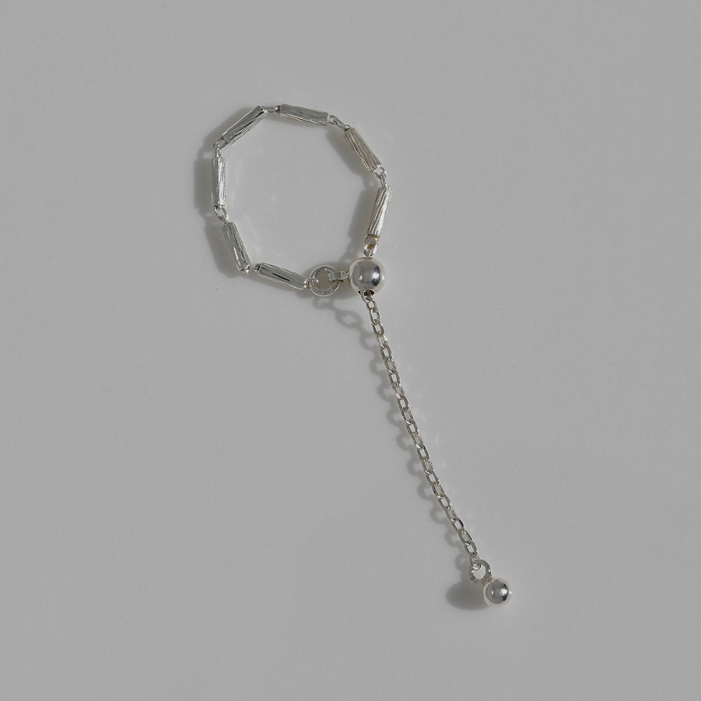 925 Silver Pertain Chain Ball Slide Ring_KWAJE049