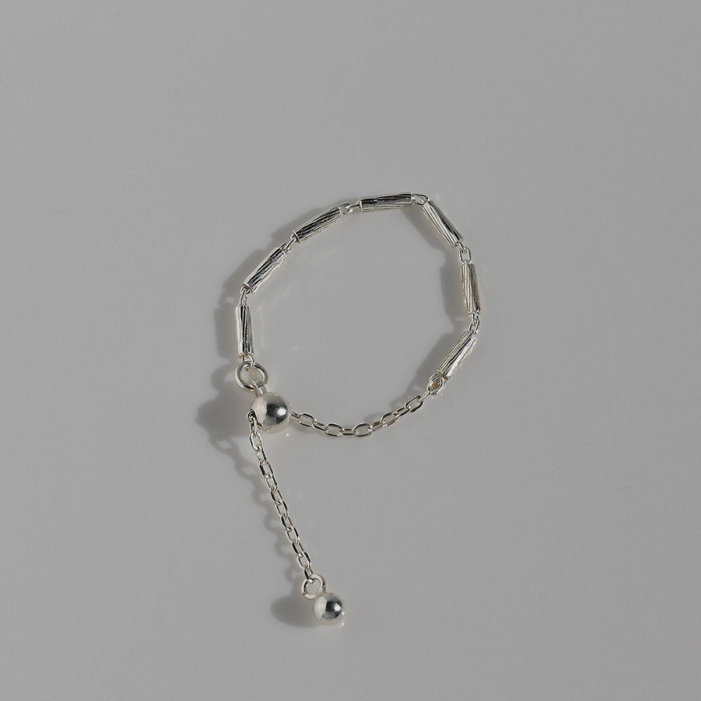 925 Silver Pertain Chain Ball Slide Ring_KWAJE049