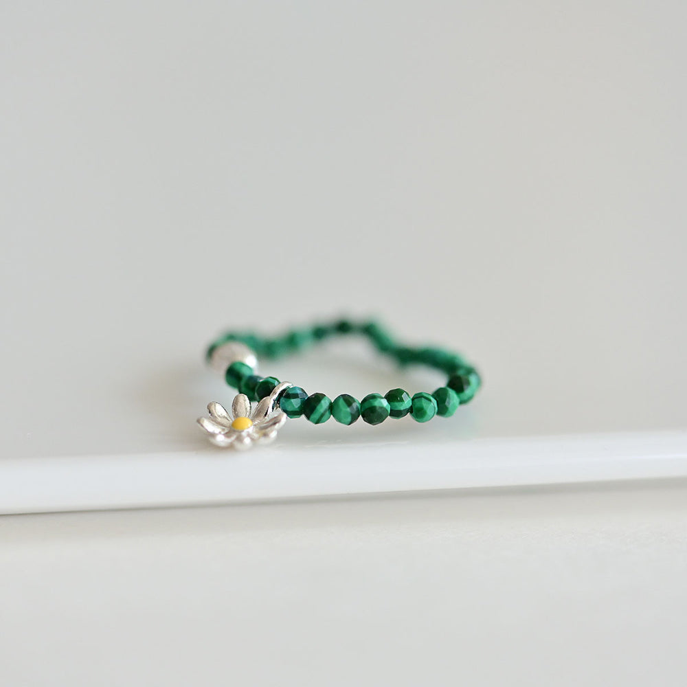 925 silver malachite daisy ring_KWAJE040