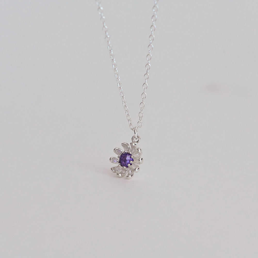 925 silver chamomile amethyst necklace_KWAJE396