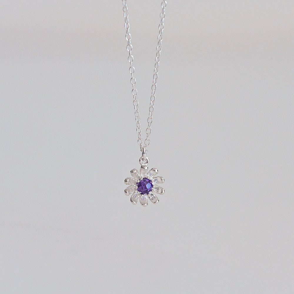 925 silver chamomile amethyst necklace_KWAJE396