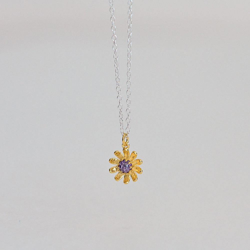 925 silver chamomile amethyst necklace_KWAJE396