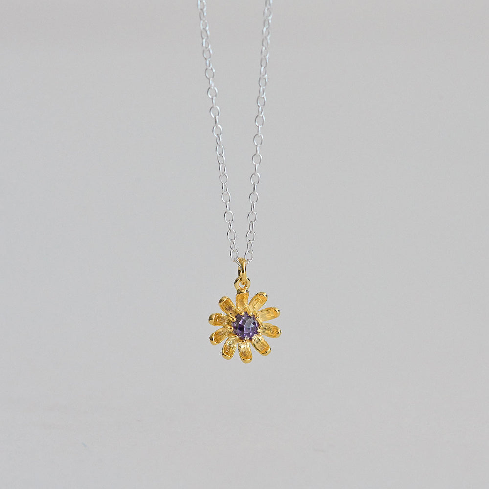 925 silver chamomile amethyst necklace_KWAJE396