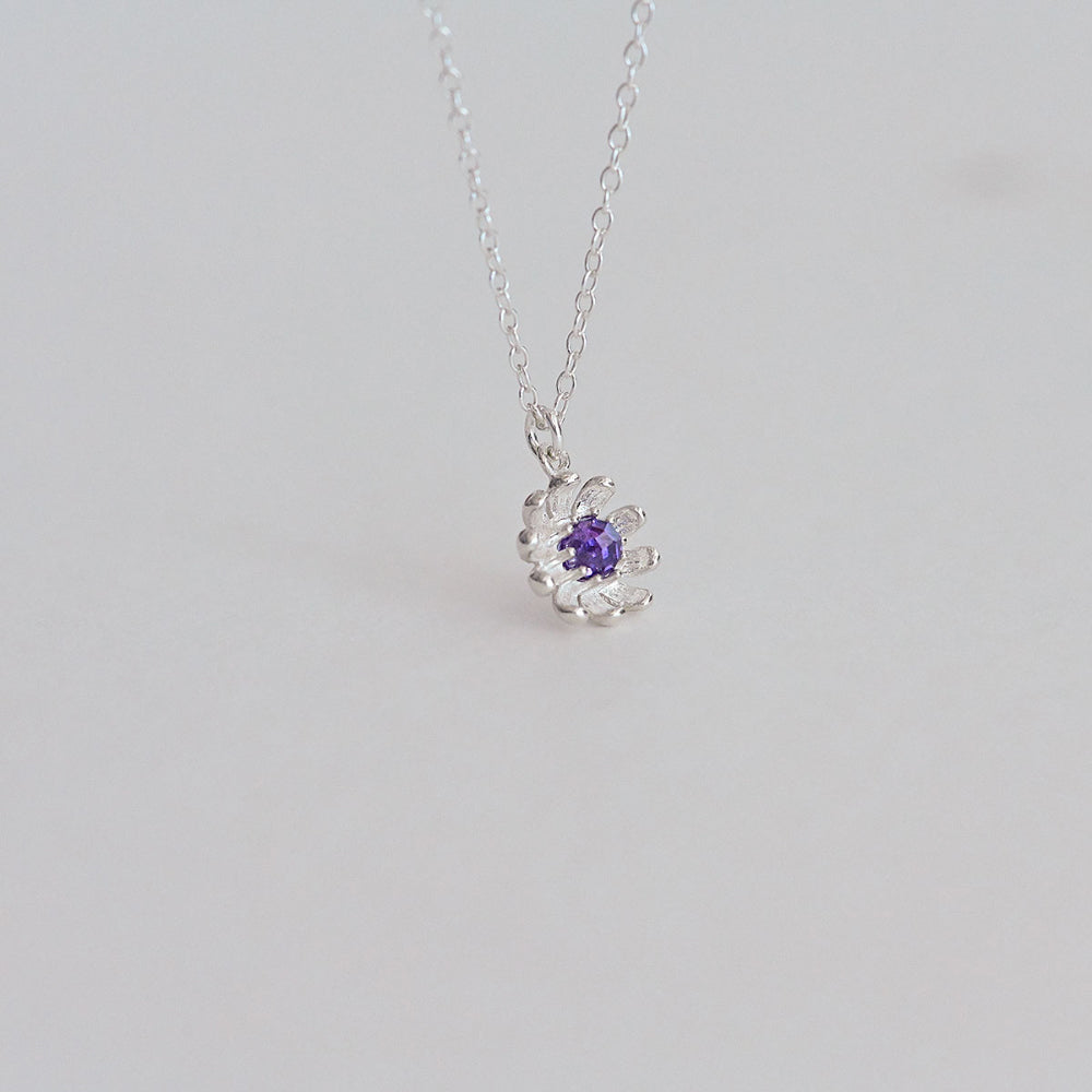 925 silver chamomile amethyst necklace_KWAJE396